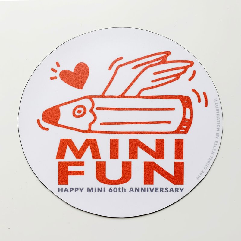 Magnet Car Sticker-Mini Fun (Round Red) | Exclusive Design Mini Car 60th Anniversary Series - Magnets - Waterproof Material Khaki