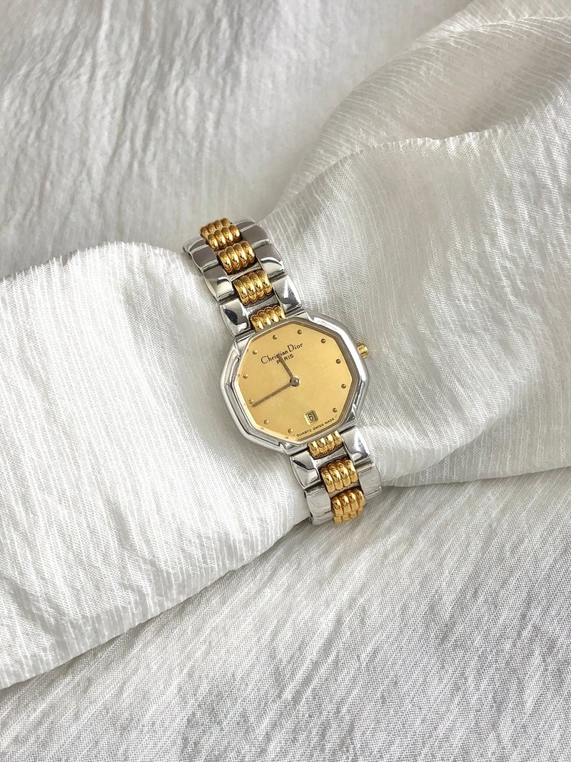 【 日本直送　名牌中古包 】Christian Dior 腕時計 シルバー ゴールド オクタゴン SLV/48 206 クォーツ vintage 87e3vc - 女錶 - 其他材質 銀色