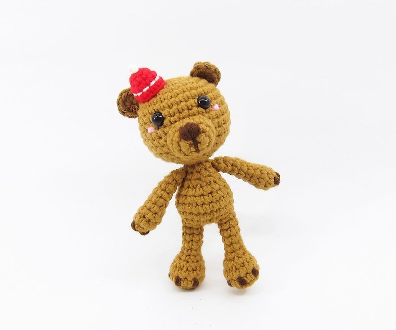 帽子熊-熊-聖誕節 - 鑰匙圈/鎖匙扣 - 其他人造纖維 咖啡色