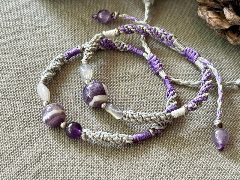 Land of Dreams/ Thousand-Layer Dream Amethyst Braided Bracelet - Bracelets - Crystal Purple