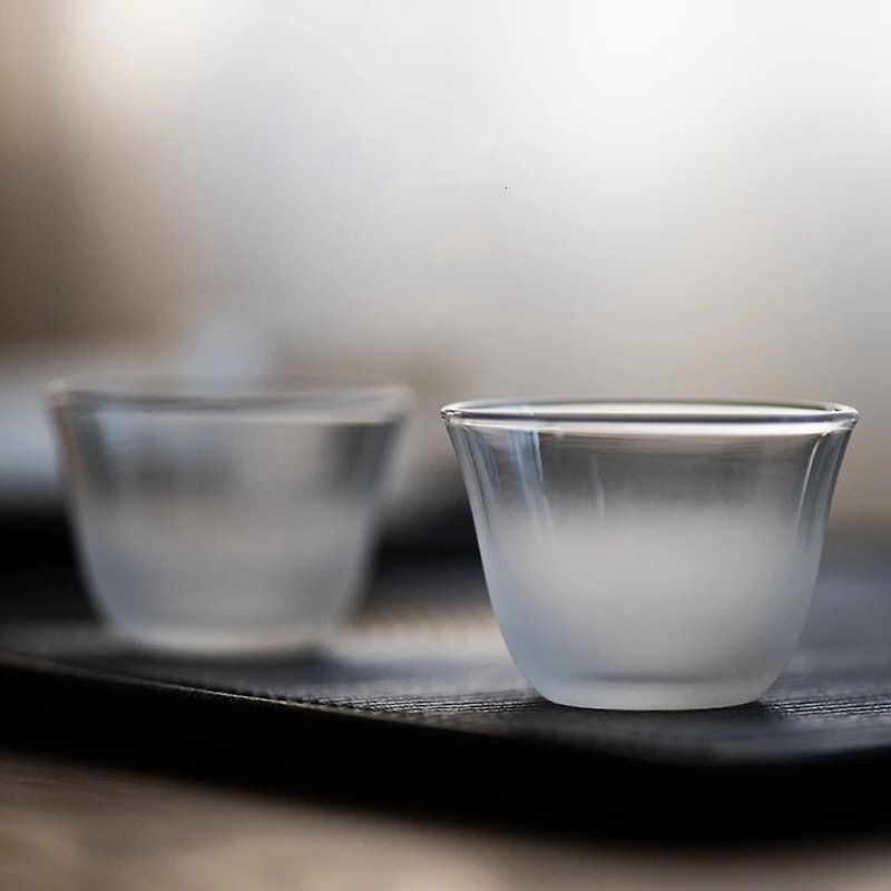 Hearing|Japanese-style clouded glass tea cup, atomized frosted process, simple heat-resistant Kung Fu teacup, master cup - Cookware - Glass 