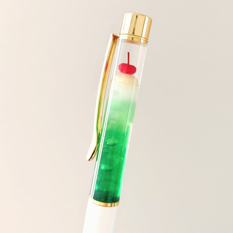 A melon-flavored soda with a scoop of vanilla ice cream on top ballpoint pen. - Ballpoint & Gel Pens - Resin Green