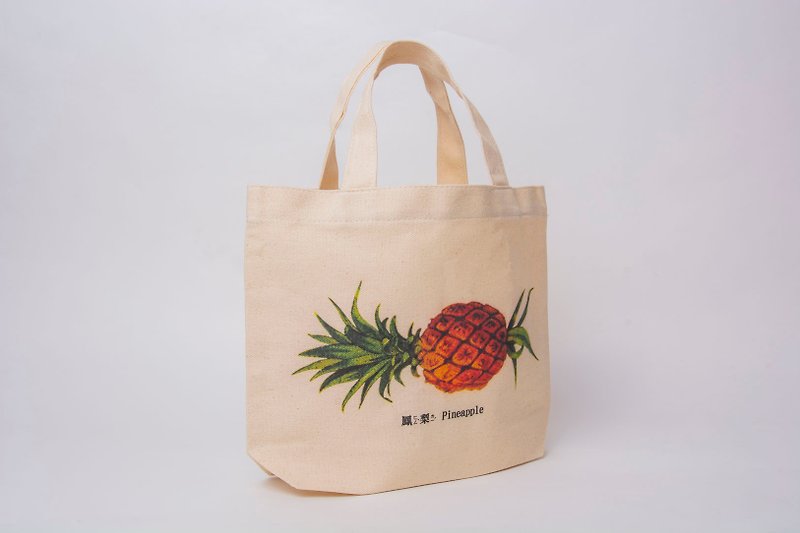 Small shopping bag / Beverage bag - 鳳梨 Pineapple - กระเป๋าถือ - ผ้าฝ้าย/ผ้าลินิน สีกากี