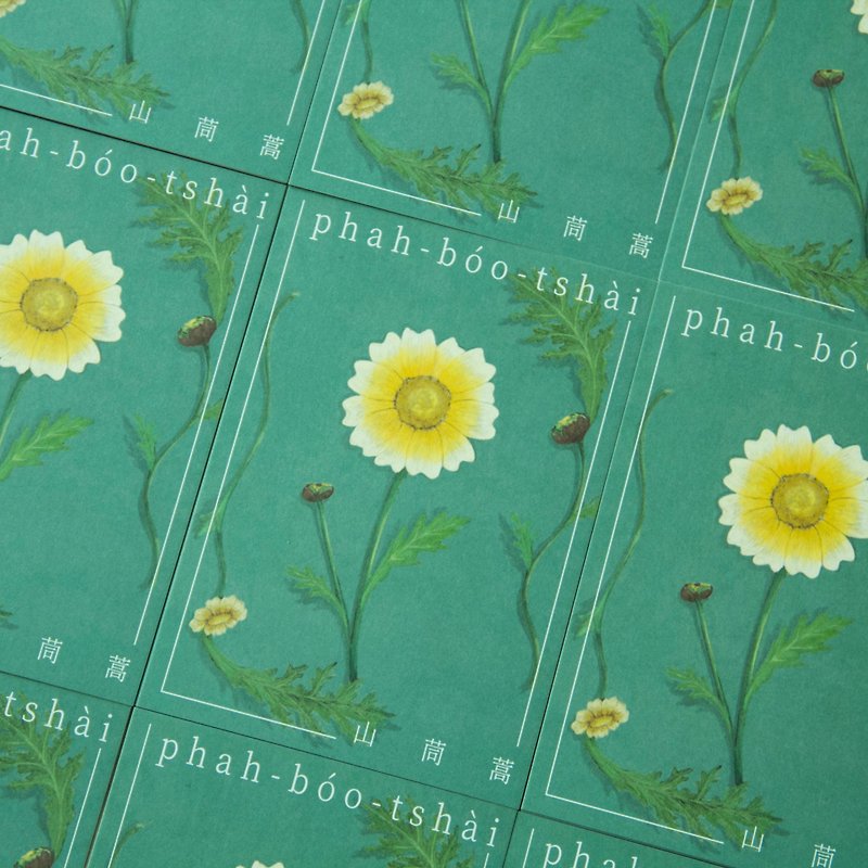 botanical postcards-chrysanthemum - การ์ด/โปสการ์ด - กระดาษ สีเขียว