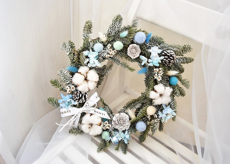 WANYI Christmas Wreath Dry Flowers / Christmas / Desk Decoration / Exchange Gifts - ช่อดอกไม้แห้ง - พืช/ดอกไม้ สีเขียว