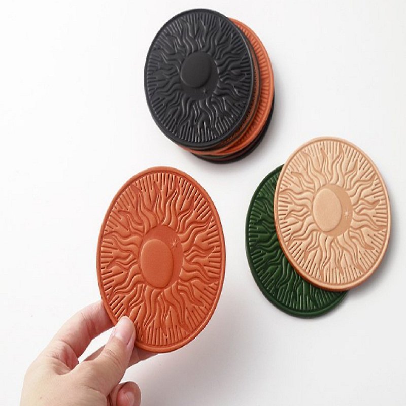 [Seasonal sale] Thick and textured leather coaster coffee pad Italian vegetable tanned leather creative gift - ที่รองแก้ว - หนังแท้ 