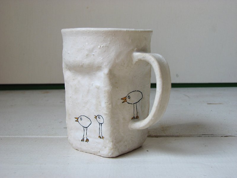 Bird's Mug Cup - Pottery & Ceramics - Pottery White