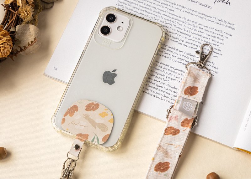 【Autumn Poetry-Flowering Phone Strap】Adjustable Length/ Neck Hanging Slant Back Dual Use - Phone Accessories - Polyester Brown