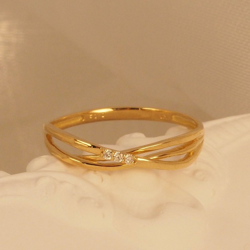 18K金鑽石微風戒指 18K Gold The Diamond Breeze Ring - 戒指 - 貴金屬 