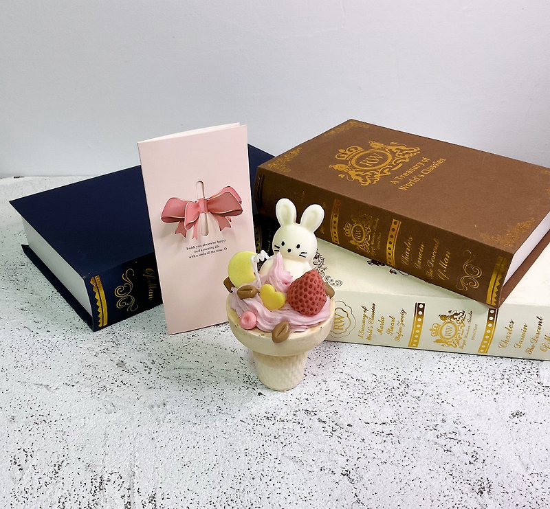 [Bunny Cream] Scented Candle Soy Candle Diffusing Stone - เทียน/เชิงเทียน - ขี้ผึ้ง สีแดง