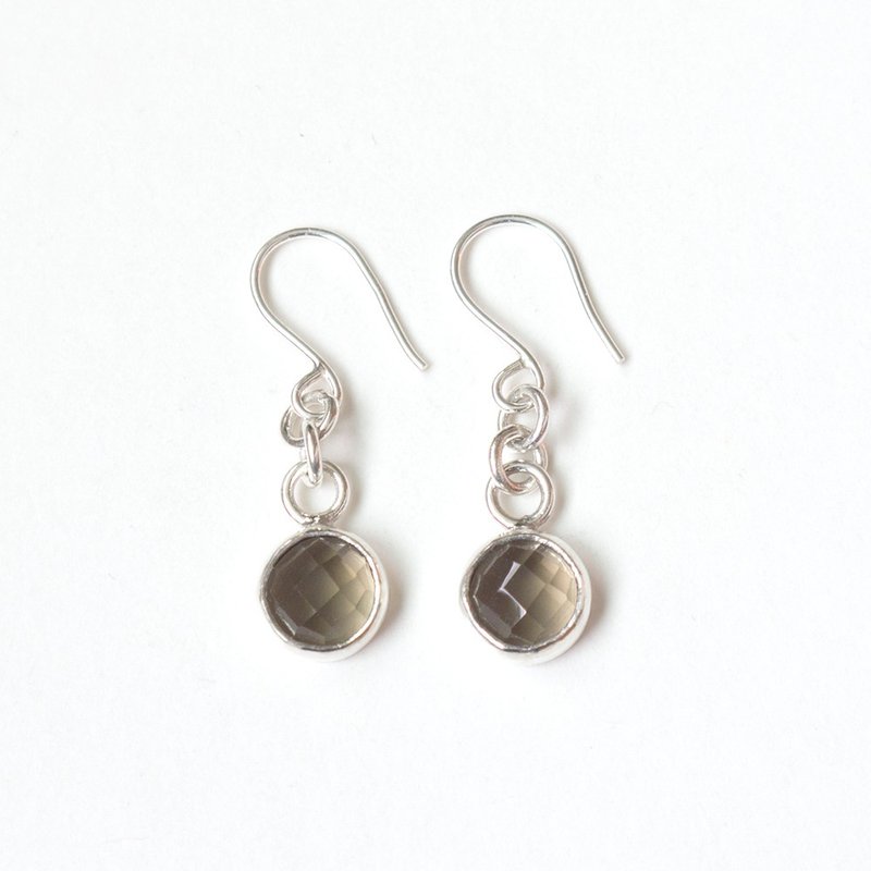 茶水晶純銀耳環 Smoky quartz silver earrings - 耳環/耳夾/耳骨夾 - 寶石 咖啡色