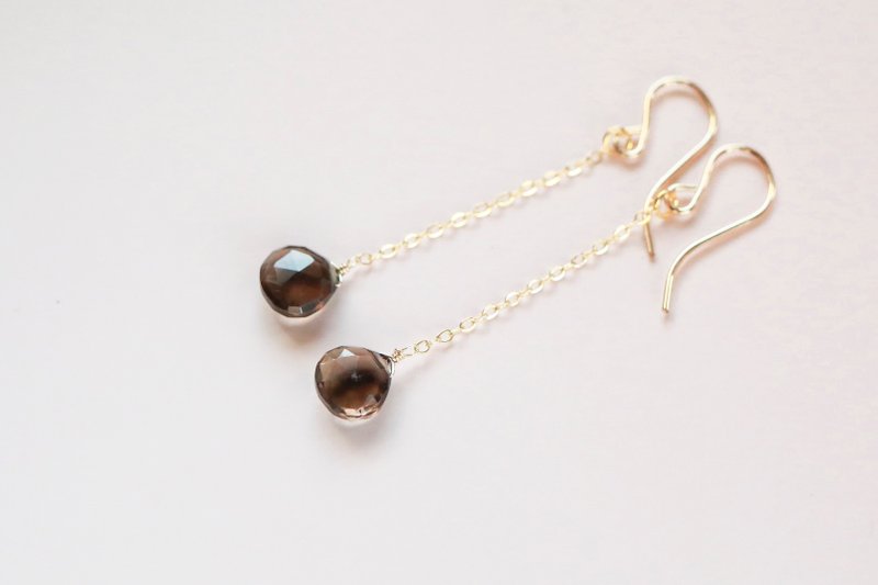 Earrings & Clip-On semplice Smoky Quartz - ต่างหู - เครื่องประดับพลอย สีนำ้ตาล