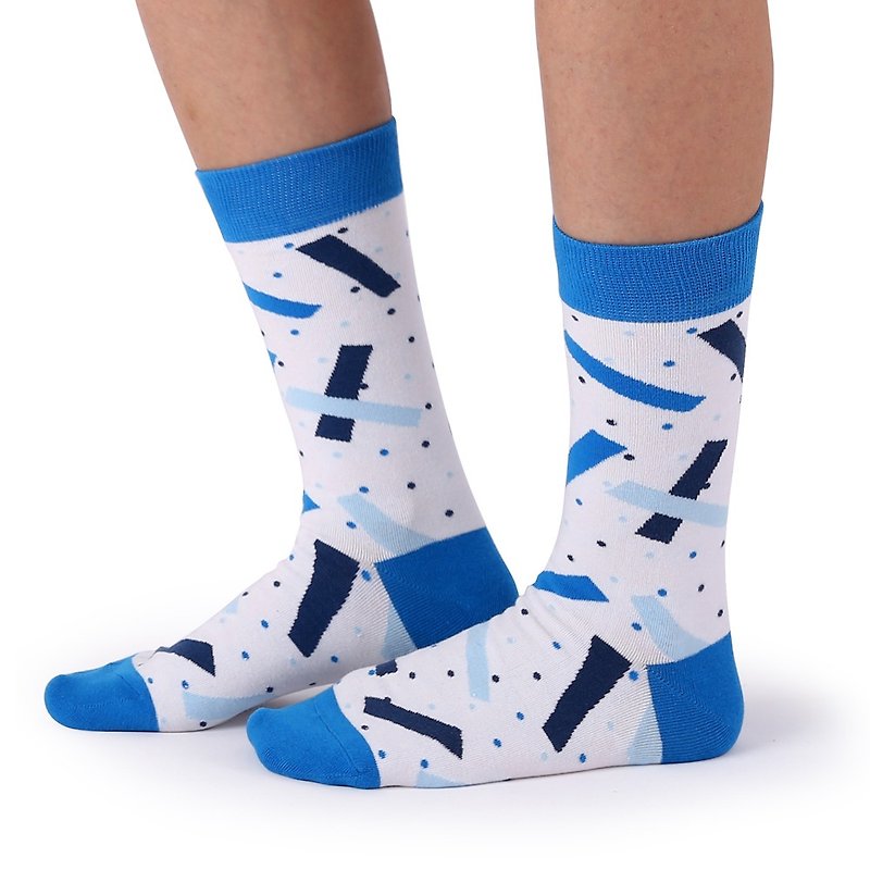 Viken Plan棉襪男女襪子四季通用VP短襪個性時尚花色彩色藍點 - 襪子 - 棉．麻 