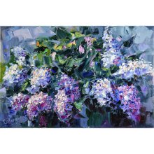 「咲く」　手描き　油絵　風景画　原画　油彩画　印象派 湖畔の桜」 手描き 油絵 風景画 油彩画 原画 印象派 - メルカリ