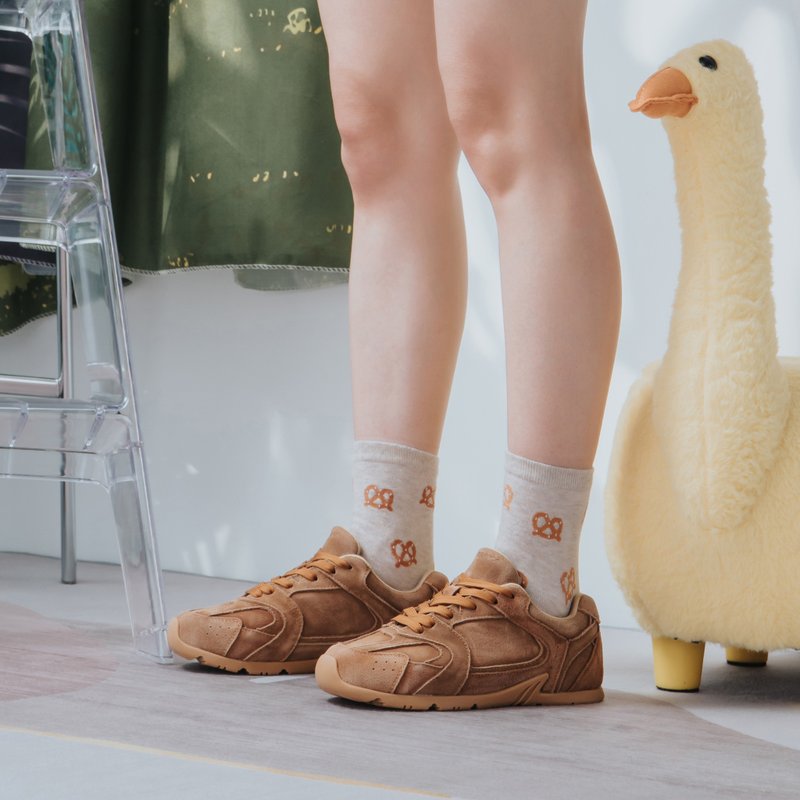 【復古文青】MIT舒適休閒鞋。真皮。法國麵包8535 - 女休閒鞋/帆布鞋 - 真皮 咖啡色