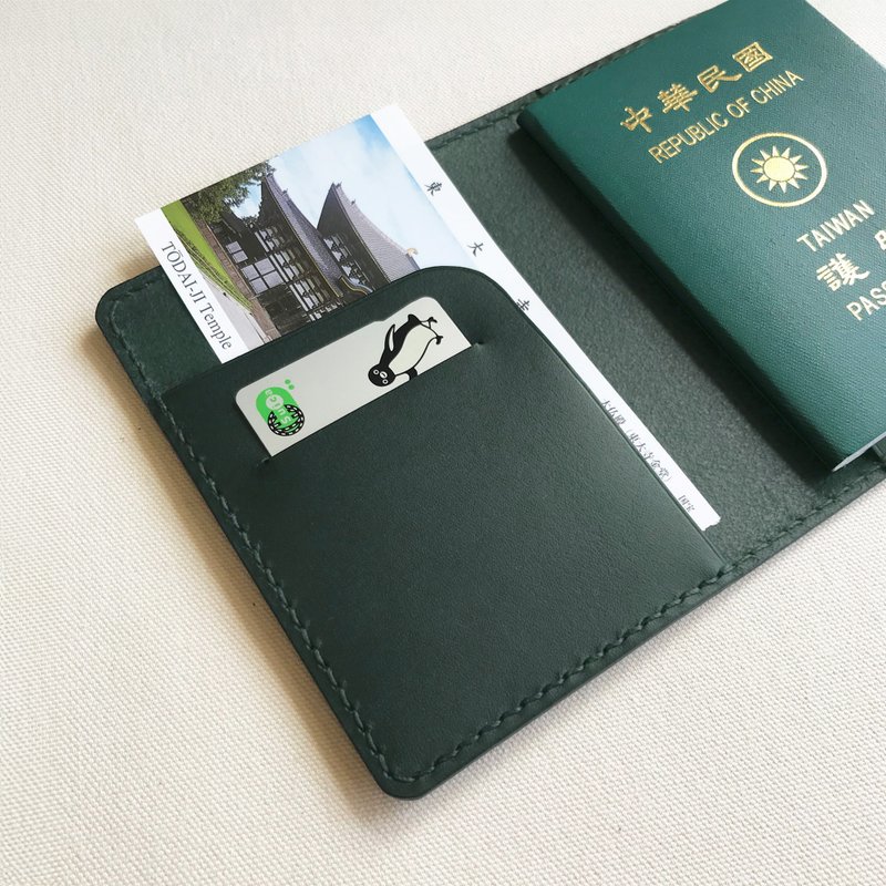 Bambini Leather Passport Holder - Graphite Black/Nautical Blue/British Racing Green Customized Gift - ที่เก็บพาสปอร์ต - หนังแท้ สีดำ