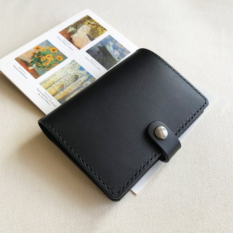 Bambini Leather Passport Holder - Graphite Black/Nautical Blue Customized Gift - Passport Holders & Cases - Genuine Leather Black