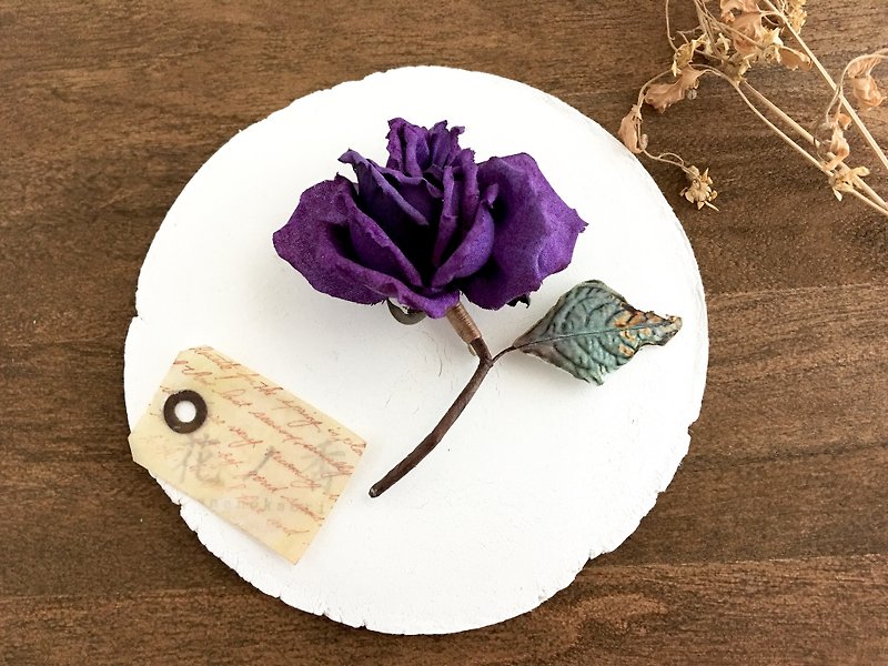 Old rose,Corsage(Purple) - 胸針 - 棉．麻 紫色