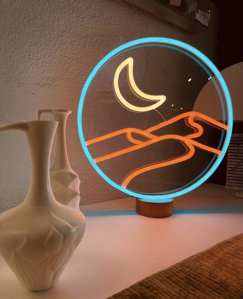 Dunes Sand with Moon Neon Sign Desert for home art design Wall lamp