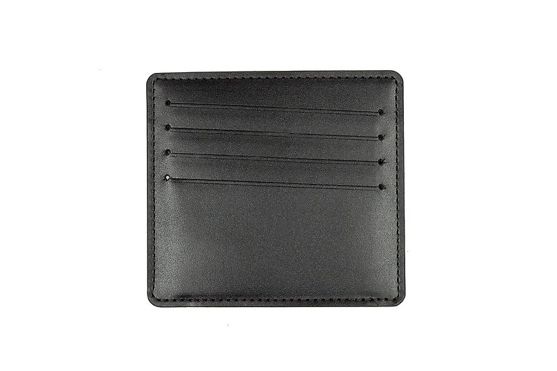 Handmade leather slim business card case / card holder (Black) - ที่เก็บนามบัตร - หนังแท้ 
