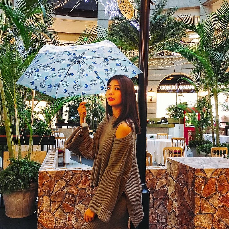 【台灣文創 Rain's talk】幸福鳥抗UV三折手開傘 - 雨傘/雨衣 - 防水材質 