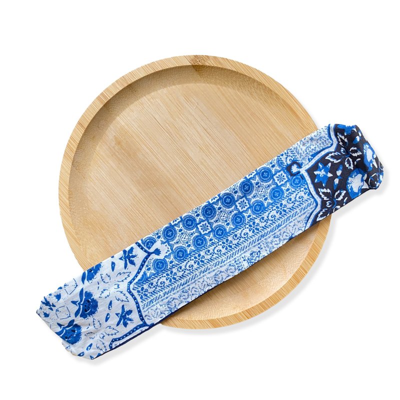 免燙・雙面帶用・日本民族風・煙花紋扭結手作髮帶 - 髮箍/髮帶 - 棉．麻 