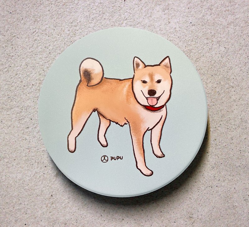 Chai Chai-Zhan Chai-Original Illustration-MIT Yingge-UV Direct Injection-Ceramic Absorbent Coasters-Wenchuang Shiba Inu - Coasters - Paper 