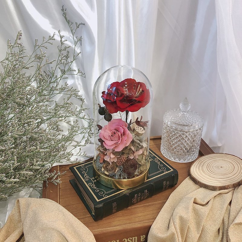 【遇見恆久】頂級不凋玫瑰永生花玻璃罩 - 乾花/永生花 - 植物．花 