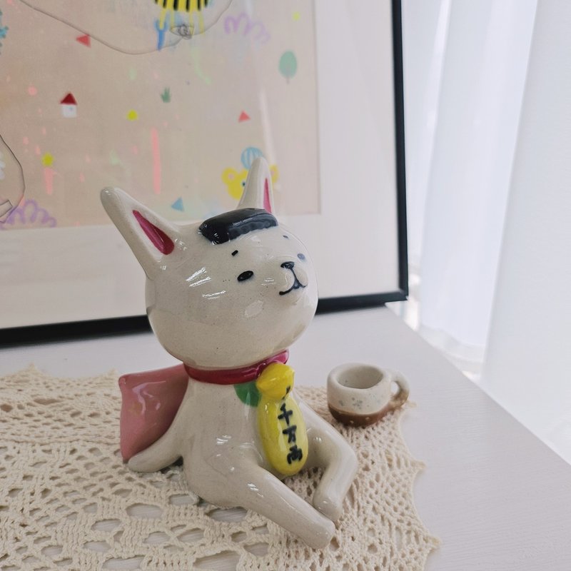超級招財醜醜貓店長陶瓷 - 擺飾/家飾品 - 陶 多色
