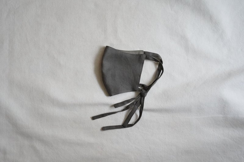 unisex mask | 雙色綁帶口罩 |  濃 茶  x  崎 - 口罩/口罩收納套 - 棉．麻 咖啡色