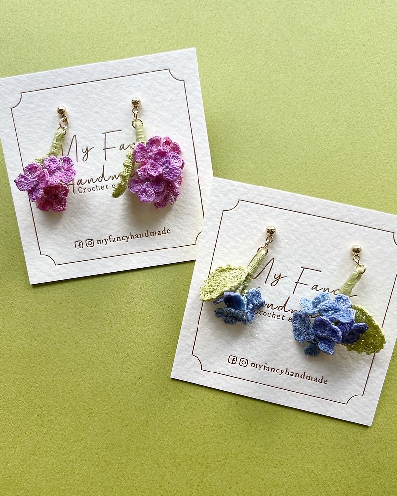 *My Fancy Handmade*crochet Hydrangea earring - Earrings & Clip-ons - Thread Multicolor