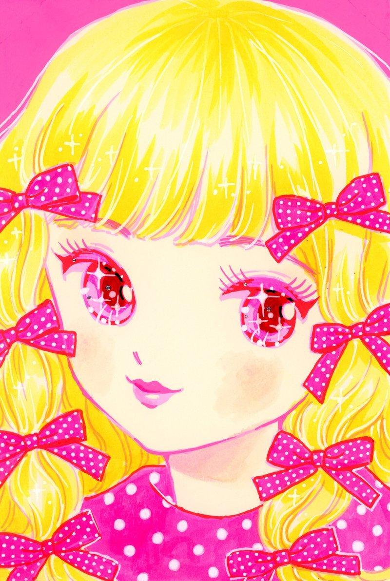 原画 ピンクなドローイング J - 其他 - 紙 多色