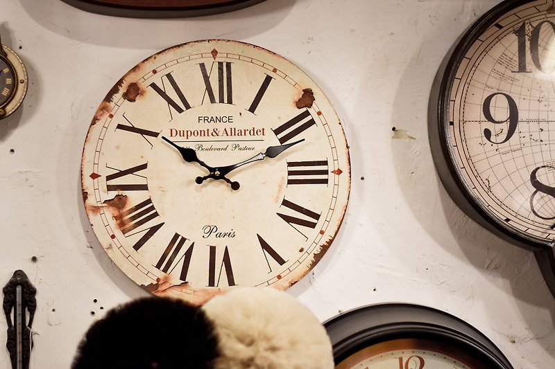 【時計】木製壁掛け時計模造ヴィンテージシリーズ - 時計 - 木製 カーキ