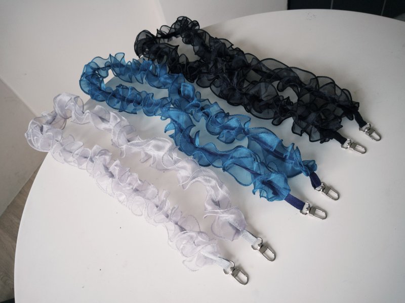 Pearl yarn mobile phone strap Teal/grey purple/black three colors - Phone Accessories - Silk 