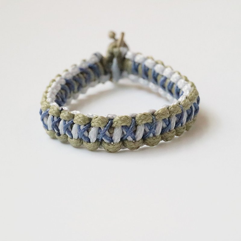 編織鑰匙圈 - X眼鏡蛇紋編(橄欖綠+淺灰+墨藍) - 鑰匙圈/鎖匙扣 - 其他人造纖維 藍色