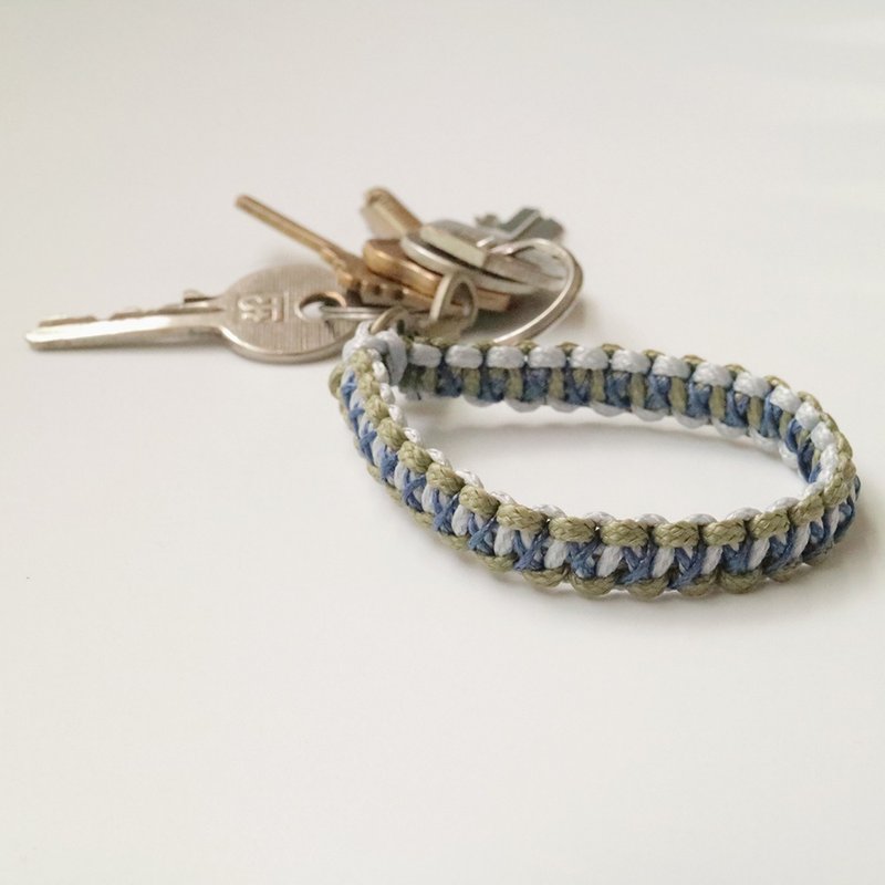 Braided Keyring - X Cobra Pattern (Olive Green + Light Gray + Dark Blue) - Keychains - Other Man-Made Fibers Blue