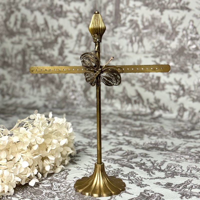 50756-迷人法國蝴蝶造型黃銅耳環展示架 Charming French Vintage - 居家收納/收納盒/儲物盒 - 銅/黃銅 