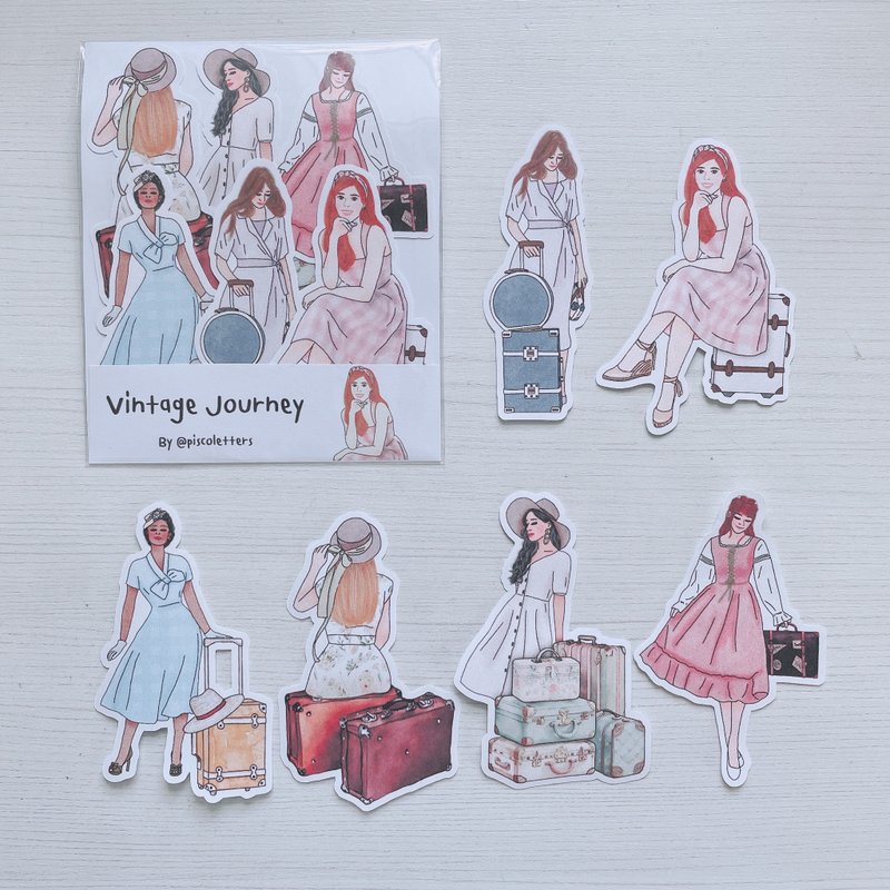 Vintage Journey Stickers - 貼紙 - 紙 