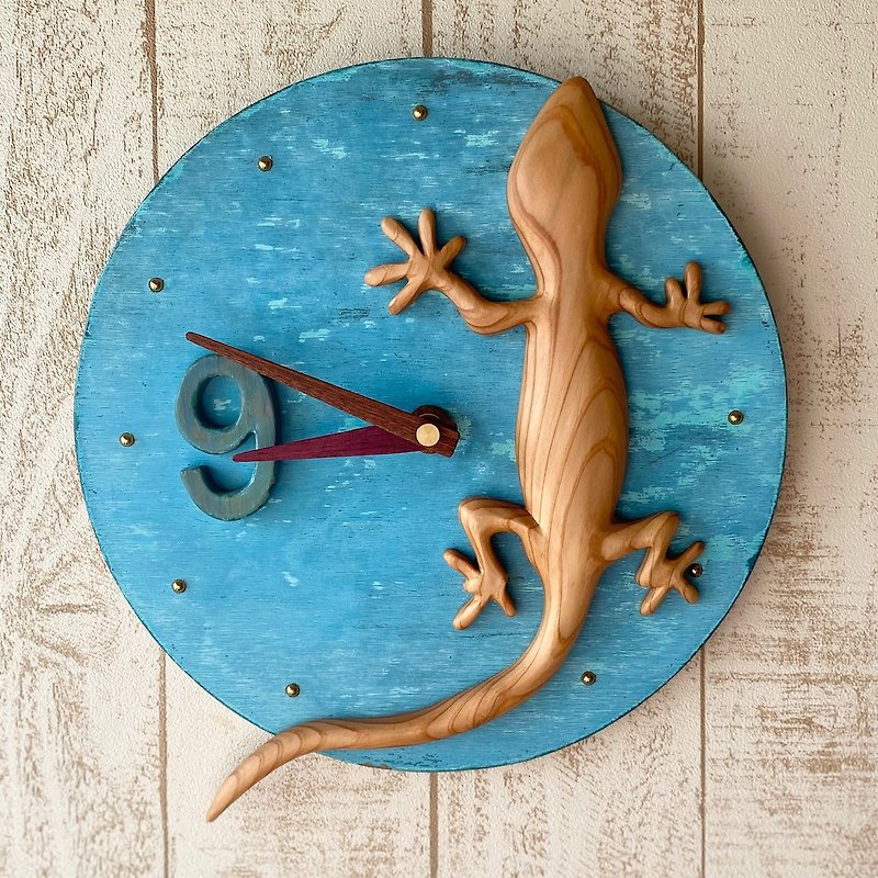 gecko wall clock yoshino-sugi0222No.9 - นาฬิกา - ไม้ สีนำ้ตาล