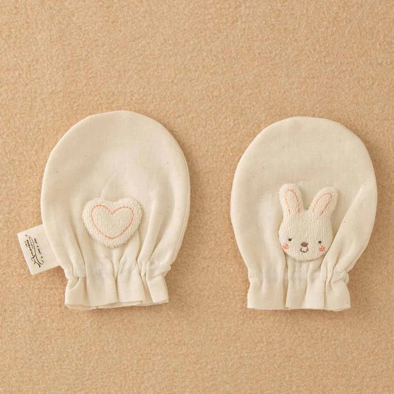 [Japanese Amorosa Mamma organic cotton] Baby cotton gauze/gauze gloves patch embroidered bunny - อื่นๆ - ผ้าฝ้าย/ผ้าลินิน 