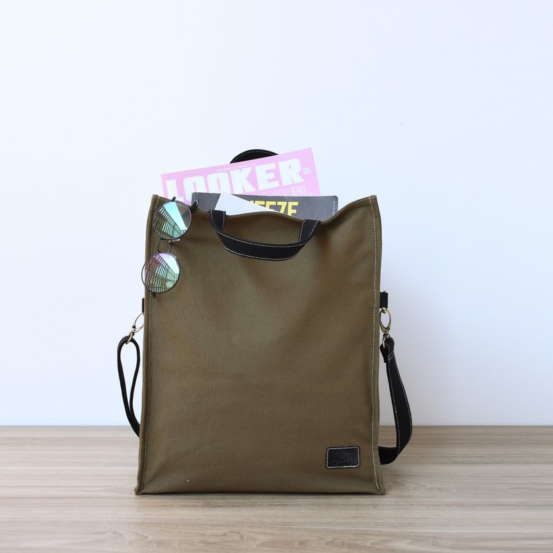 Unpaper tote 袋 - 軍事 - 側背包/斜背包 - 棉．麻 綠色