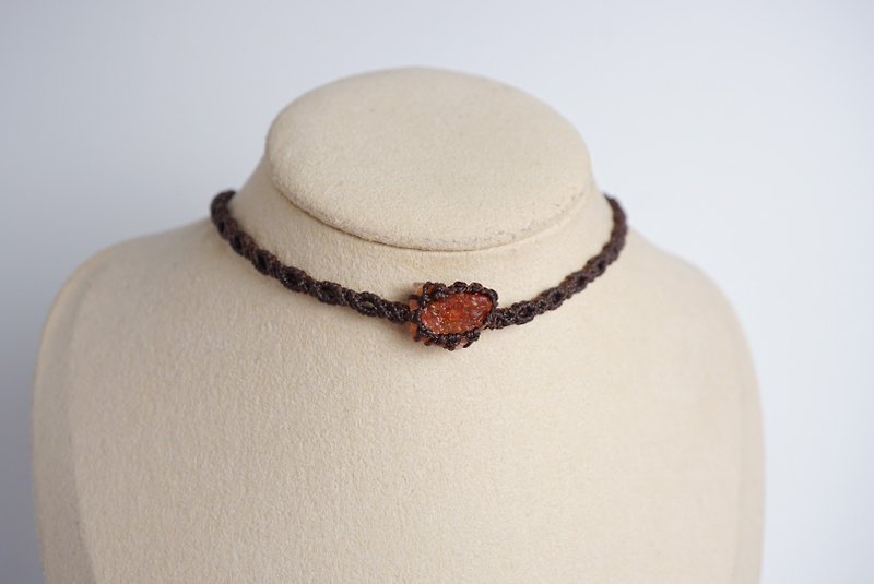 Sun paraffin thread braided neck cord collar - Chokers - Gemstone Orange