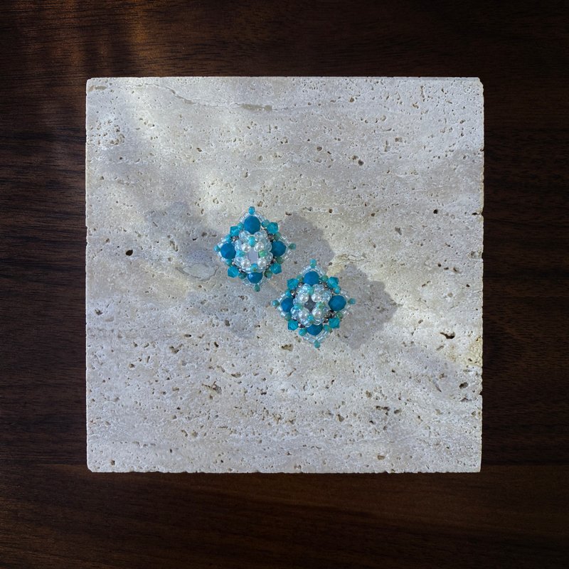 Atelier Pluton實驗序號 | PL436 - 耳環/耳夾/耳骨夾 - 玻璃 藍色