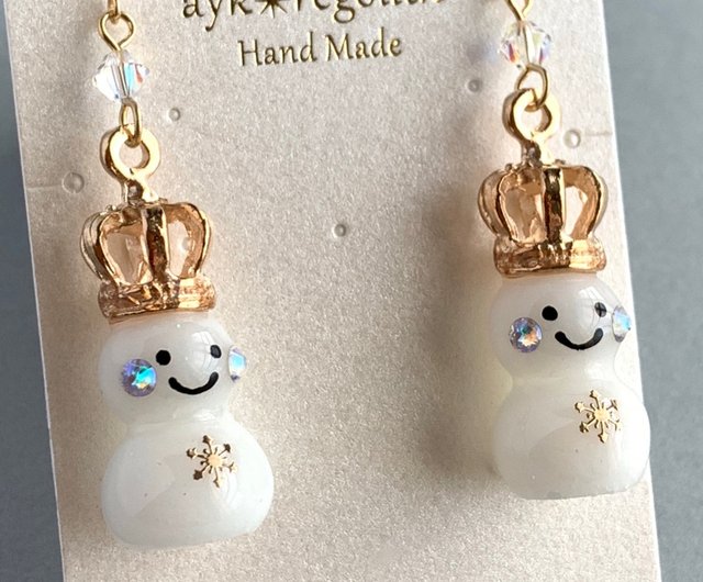 雪だるまレジン♡ - ピアス