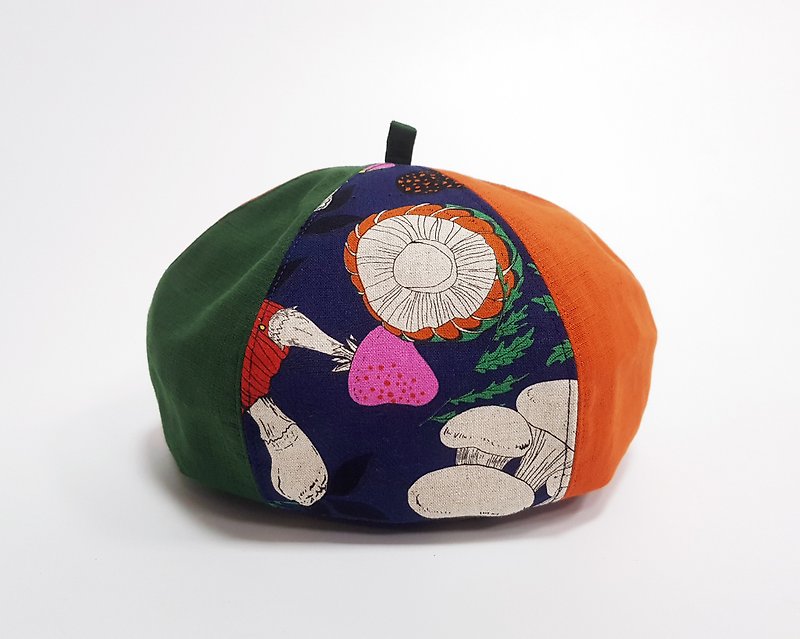 Summer must wear Wenqing pumpkin hat - blue mushroom #棉布#拼布#夏天#造型#画家帽#贝蕾帽 - หมวก - วัสดุอื่นๆ หลากหลายสี