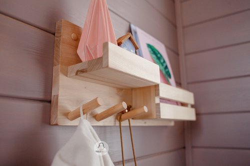 Wooden Wall Organizer With Shelf and Pegs Hooks for Hallway, Clothes Rack -  Shop Pinguwood Storage - Pinkoi