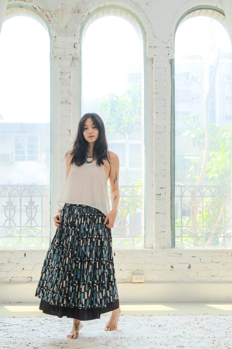 リバーシブルスカート B030 - 裙子/長裙 - 棉．麻 