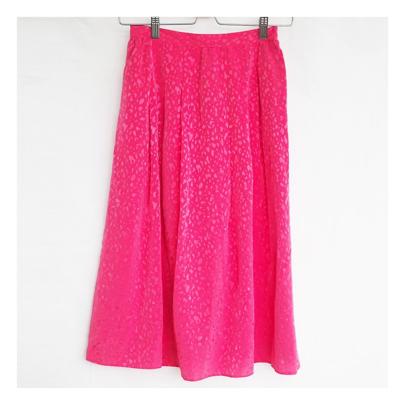 桃紅鮮艷豹紋古著半截裙子 - 裙子/長裙 - 聚酯纖維 紅色
