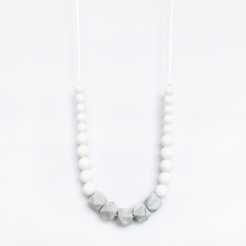 MARBLE SILICONE NECKLACE - WHITE - 項鍊 - 其他材質 白色