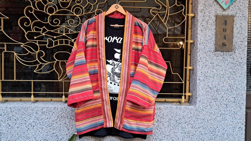 AMIN'S SHINY WORLD Mexican rainbow full version Handmade KIMONO - เสื้อฮู้ด - ผ้าฝ้าย/ผ้าลินิน หลากหลายสี